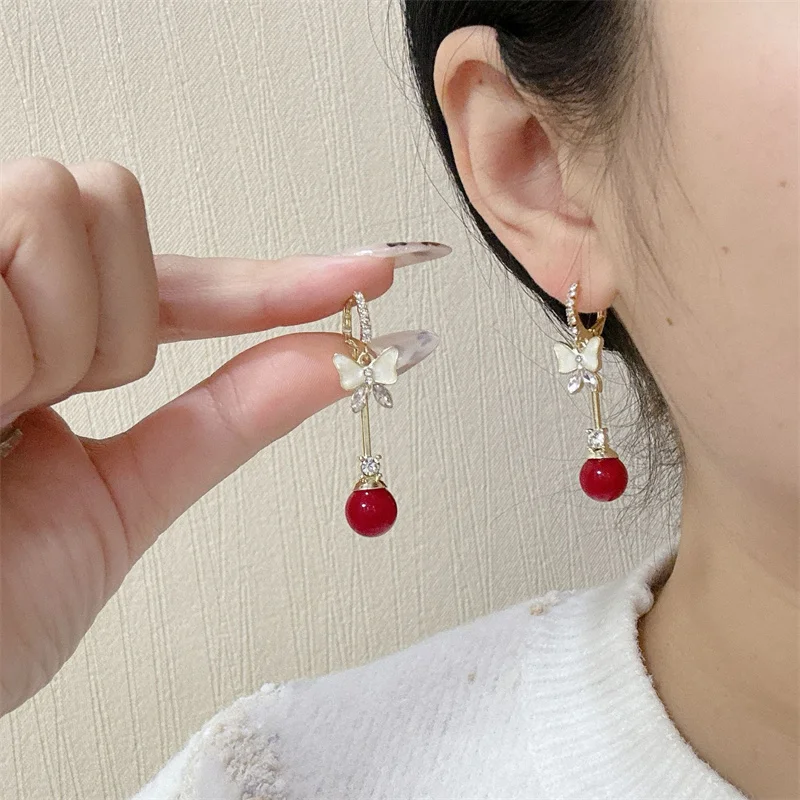 Romantische lila Schmetterling Tropfen Ohrringe für Frauen glänzende Strass Kristall lange Quaste Ohrringe zarte Hochzeit Party Schmuck – Detail 20