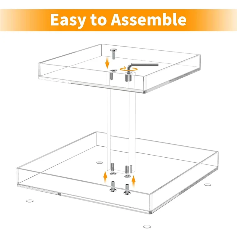 Sturdy Acrylic Bathroom Organizer Countertop Cosmetic Storage 2-Tier Perfume Tray Storage Rack-AT30