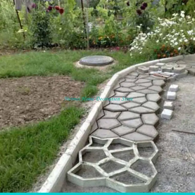 H7BF 1Pc DIY Garden Walk Mould Make Driveway Paving Brick Patio Concrete Slabs for Pa