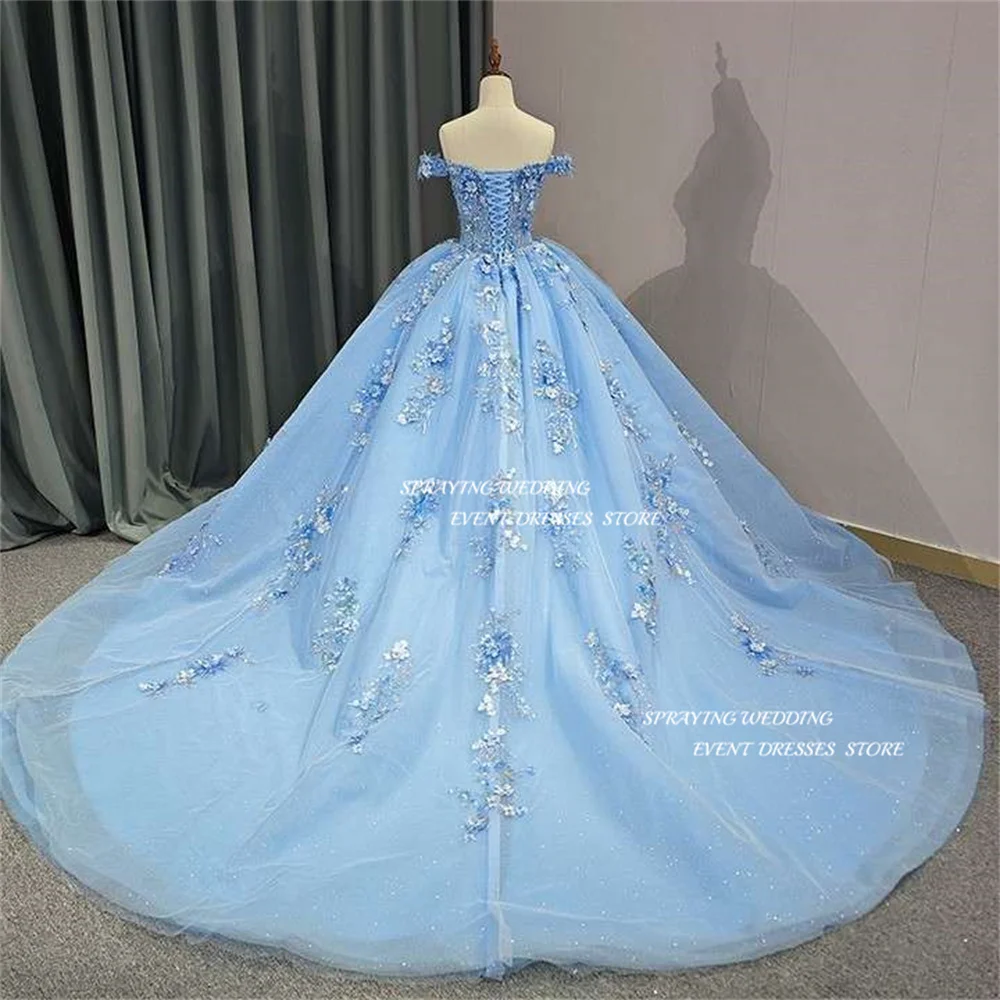 SPRAYING – robe De 15 Quinceañera, ligne a, magnifique, épaules dénudées, avec des Appliques en dentelle, robe De bal d'anniversaire, 2024