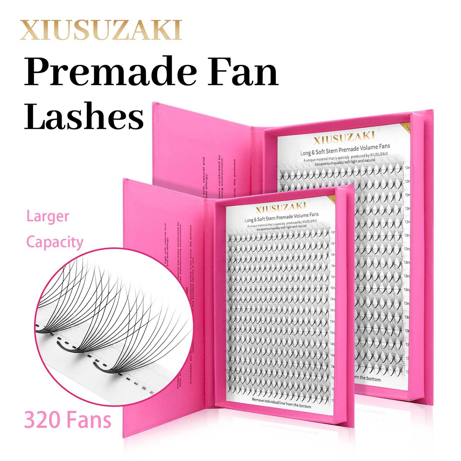 XIUSUZAKI 16 Rows Premade Volume Fans Eyelashes Extension 9D 10D 12D 14D 16D Thin Pointy Base Russian Volume Fans False Lashes