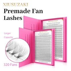 XIUSUZAKI 16 Rows Premade Volume Fans Eyelashes Extension 9D 10D 12D 14D 16D Thin Pointy Base Russian Volume Fans False Lashes