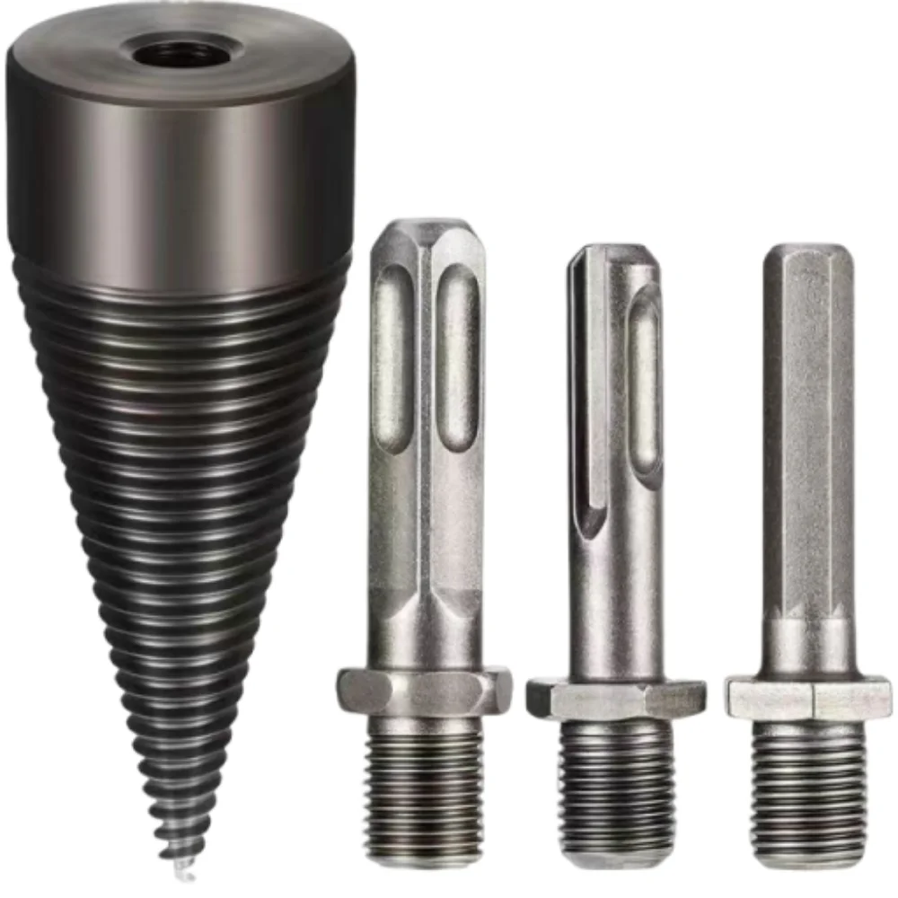 4Pcs 32mm 42mm 50mm Wood Splitter Bit Set Square Round Hexagon 3 Handles Wood Drill Bit Heavy Duty Twist