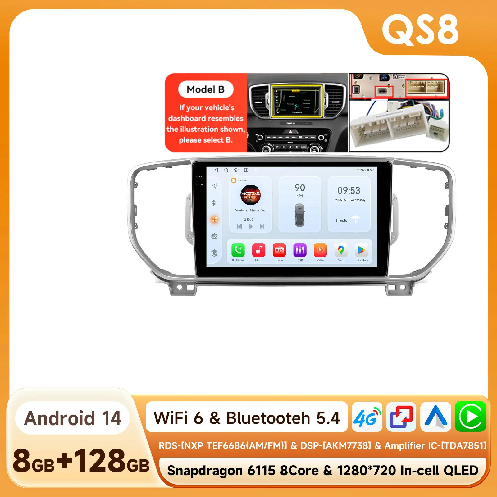 Hizpo 9 inch Auto Scherm voor KIA Sportage 4 KX5 2016 2017 2018 Android Auto Navigatie GPS Draadloze Carplay Wifi Stereo Bluetooth