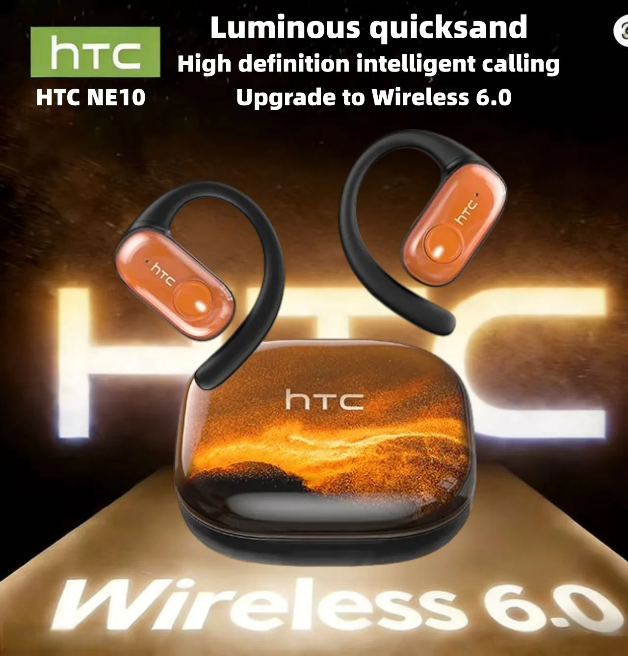 HTC NE10  Nightlight Flow Sand Wireless Noise Canceling Over Ear Bluetooth Sports Gaming Headphones with for Travel PC