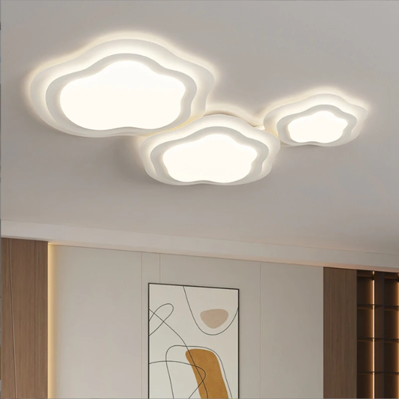 Imagem -02 - Cream Estilo Led Ceiling Light para Sala de Estar Luzes do Pendente do Quarto Creative Cloud Decoração de Interiores Luminárias