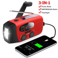 Hot Multifunctional Solar Hand Crank Radio AM/FM/NOAA Portable Weather Radio Power Bank Solar Charging LED Flashlight Emergency