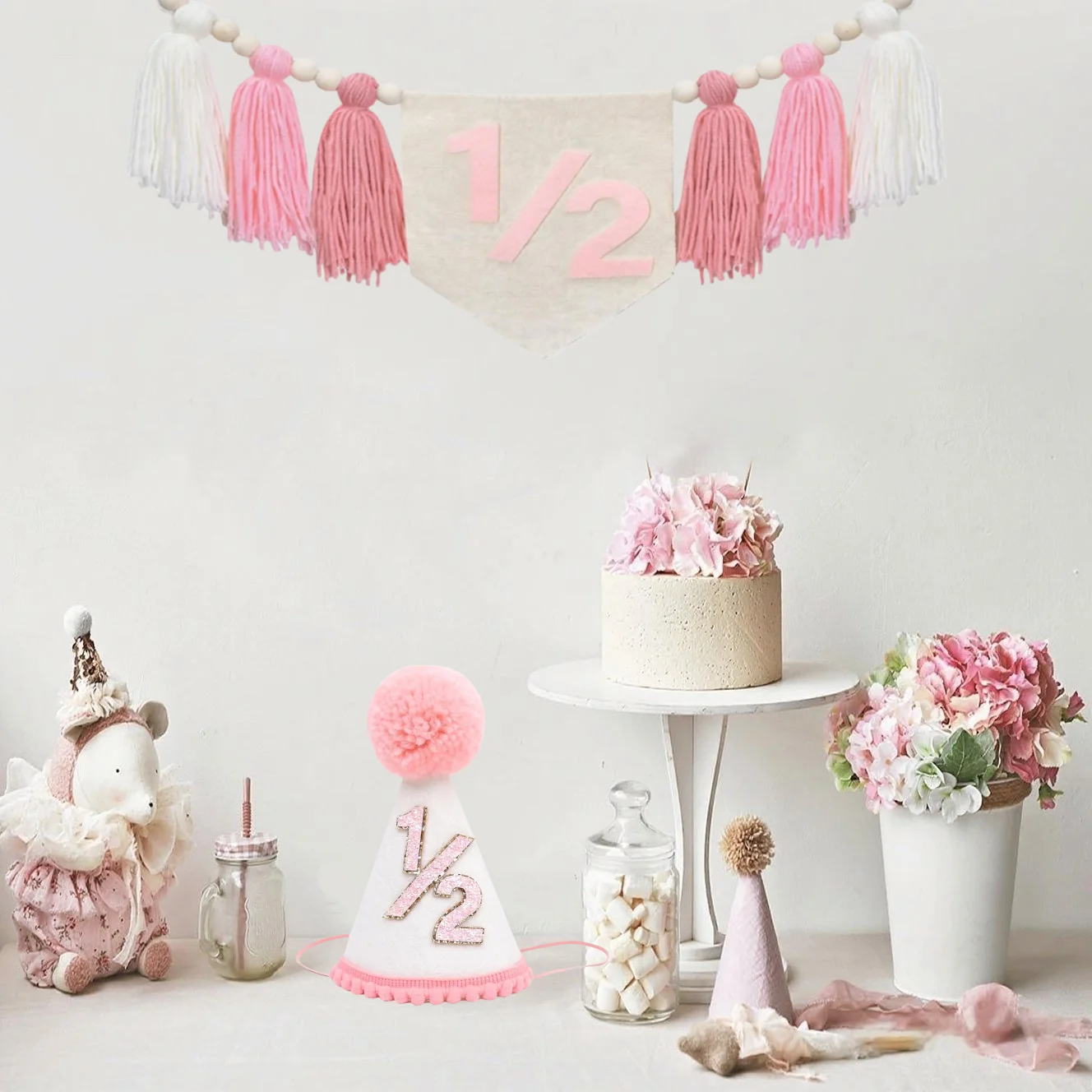Halbjähriges Geburtstagsparty-Dekorationsset, in vier Farben erhältlich, Quastengirlande im Bohemian-Stil für die erste Geburtstagsfeier – Detail 6