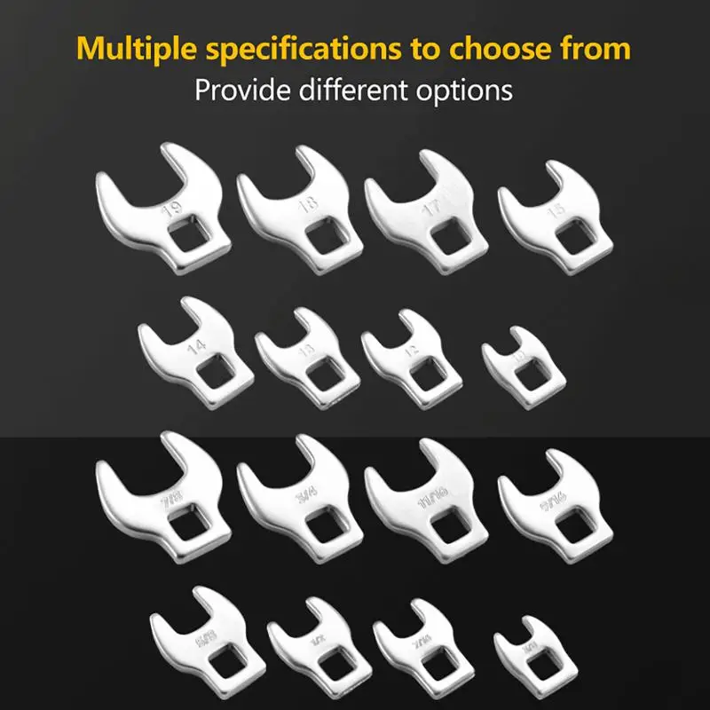 8Pcs Heavy Duty Crowfoot Wrench Set Inch Metric Chrome Vanadium for Automotive Mechanical Repair Work
