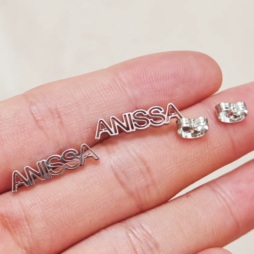 Orecchini con lettera con nome cavo personalizzato personalizzato Orecchini con nome gioielli in oro 18 carati alla moda in acciaio inossidabile