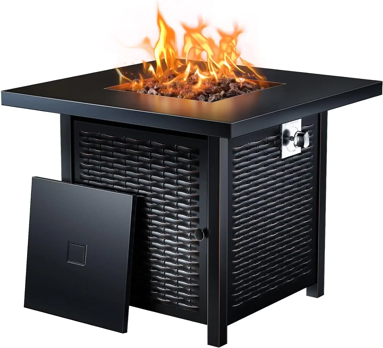 

Propane Fire Pits 32 Inch Outdoor Gas Fire Pit,50,000 BTU Steel Fire Table with Lid and Lava Rock,Add Warmth and Ambience to Gat