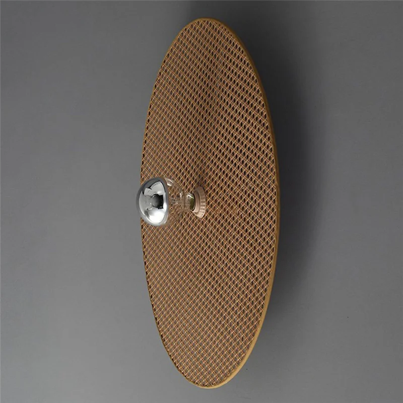 ABKO-Tan-Lámpara de pared de salón Retro, lámpara de pared de bambú japonesa hecha a mano de ratán para iluminación de fondo de pasillo de dormitorio