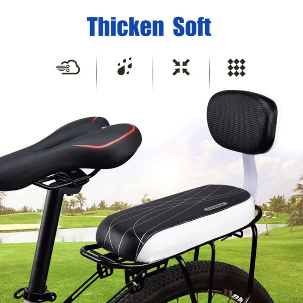

PU Leather Bike Seat Cushion Soft Shock Absorb Mountain Bike Cushion Waterproof with Backrest Cycling Bike Seat Outdoor Cycling
