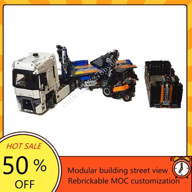 

3117PCS MOC City Transportation T high with hooklift trailer Model Building Blocks Bricks Assembly DIY Creative Puzzle Toys Gift
