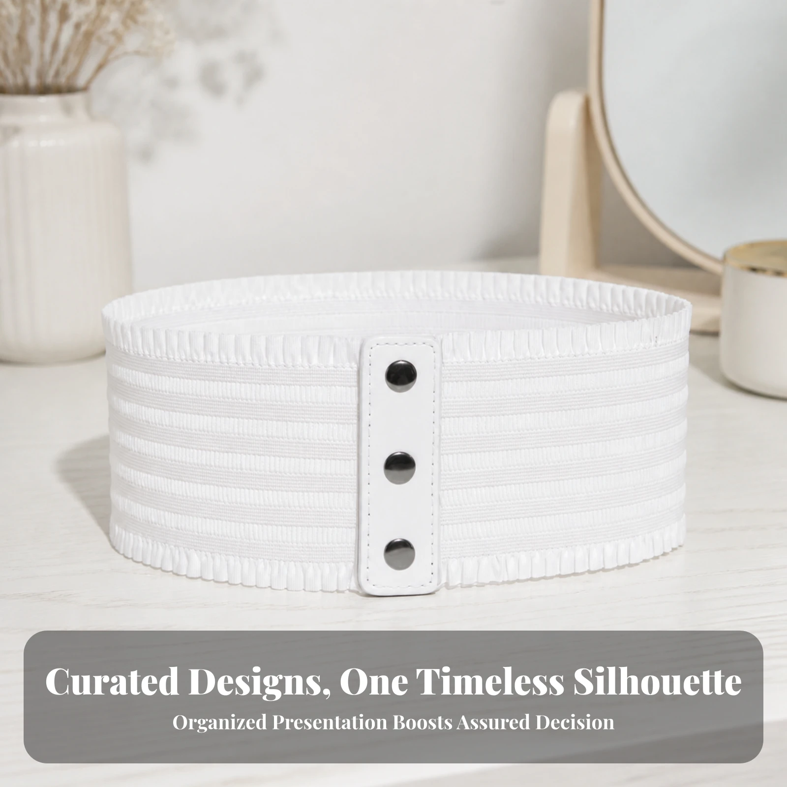 Wide Waist Belt with Snap Buttons Fashionable Wide Elastic Belt Long-Lasting Cute for Women, Dresses, Coats