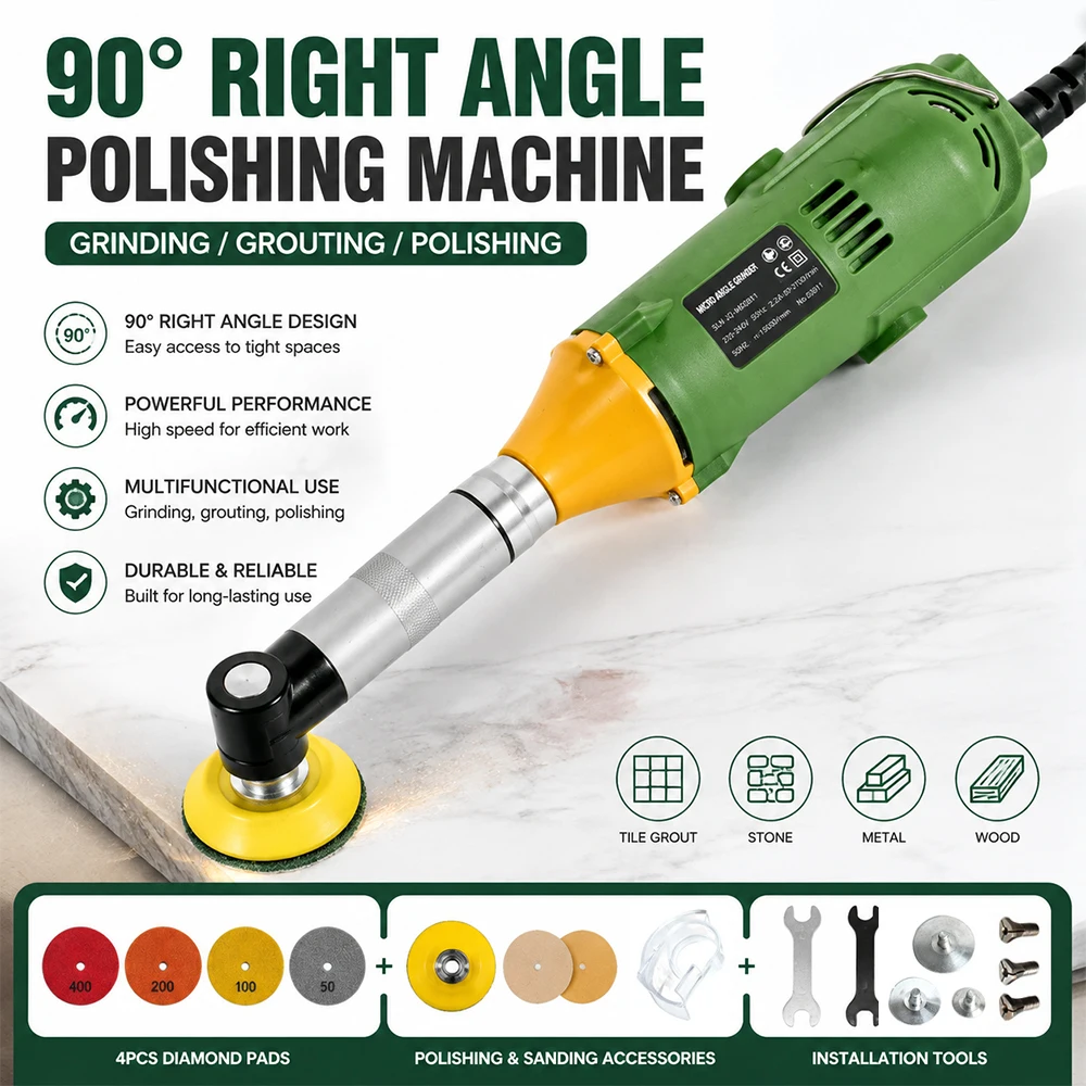 220V 90 Degree Angle Grinder Corner Polisher Machine Wall Seam Cleaning Tool Electric Grinding Polishing Machine for Metal Stone