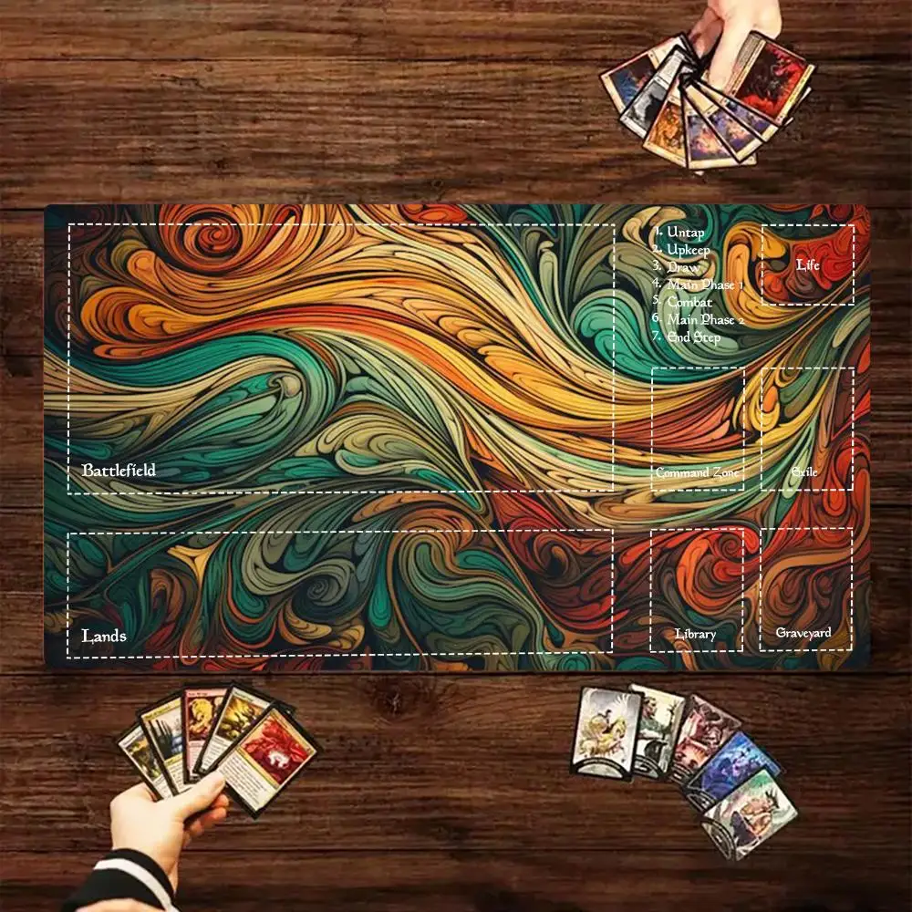 Dark lotus Style Card Playmat Mouse Pad Stitched with Magic Zones Game Mats for MTG/TCG Card Battle Commander Gaming Mat