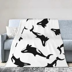 Flannel Throw Blanket Orca Killer Whale Blankets Soft Bedspread Warm Plush Blanket for Bed Living room Picnic Travel Home Couch