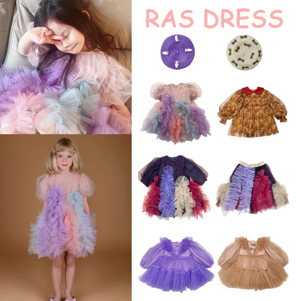 New Ras Baby Girl Dress Colorful Kids Cosplay Costume Children Birthday Party Dress Elegant Vestidos Child Luxury Evening Dress