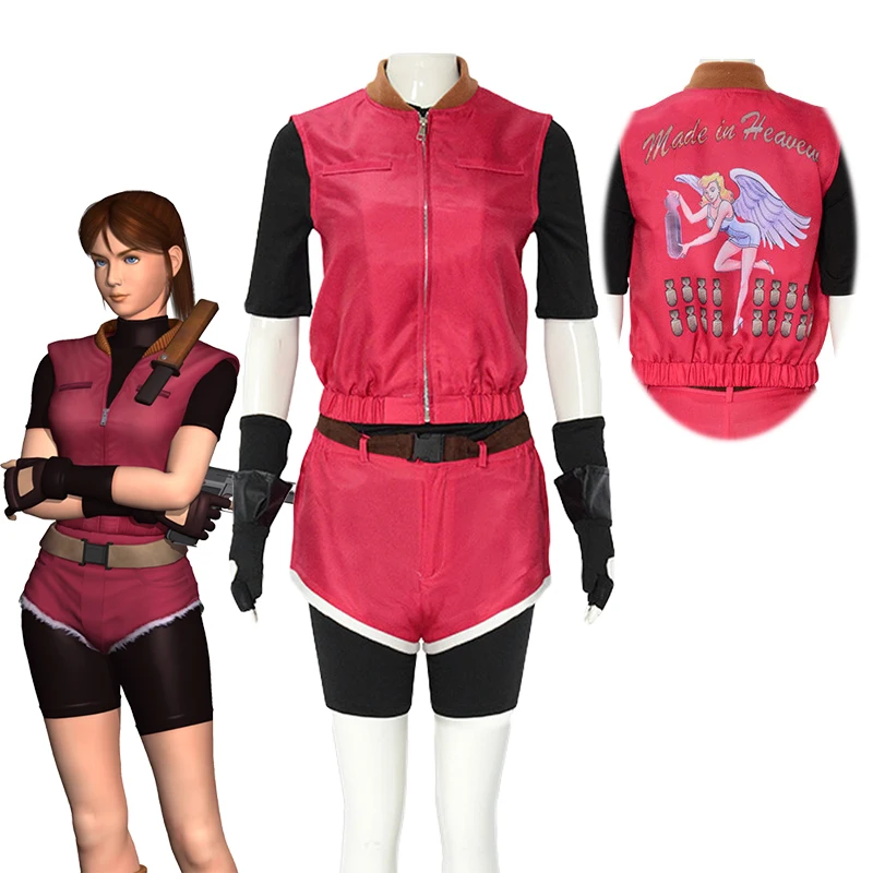 Resident 2 Re2 Claire Cosplay Evil Redfield Costume Red Uniforms Shorts Women Combat Cosplay Set Halloween Carnival Party Suit