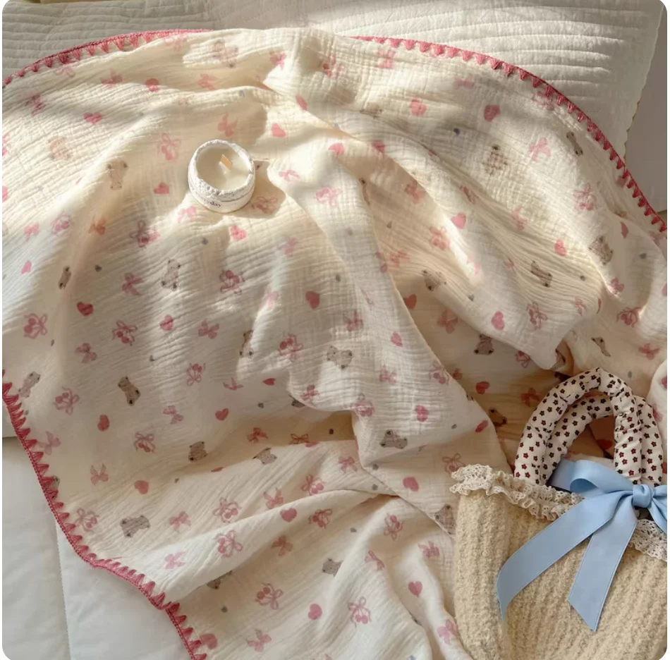 Infant Pure Cotton Double Layer Flannel Summer Cooling Blanket Machine Washable Core Baby Air Conditioner Thin Quilt