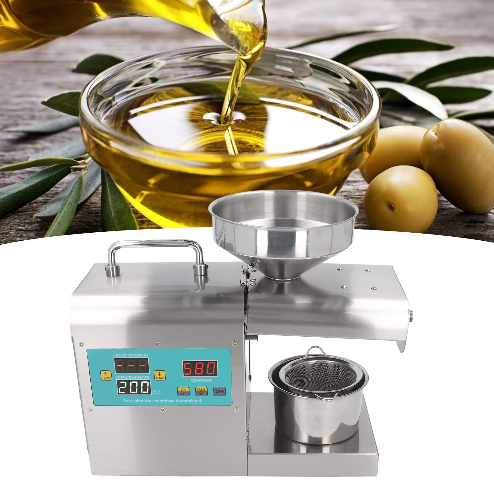 Máquina de prensado de aceite, Extractor de aceite completamente automático, prensa eléctrica de aceite frío y caliente de acero inoxidable para el hogar y la cocina
