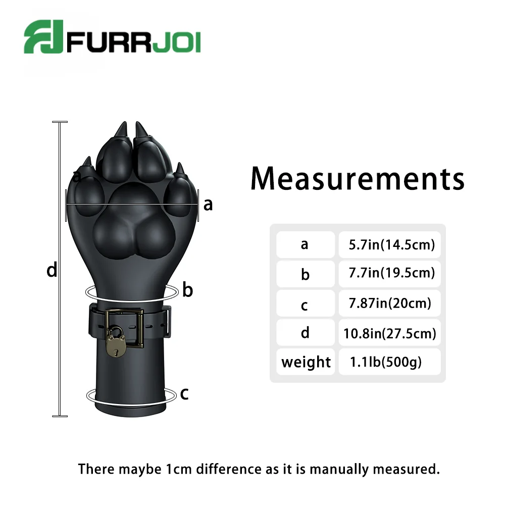 Furrjoi سيليكون قبضة قفازات الكلب مخلب فروي الوثن تأثيري اللون مخصص المتاحة جرو اللعب هالوين ملابس تنكرية للحفلات