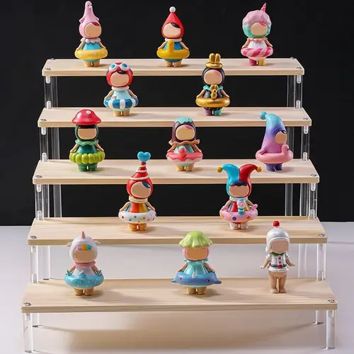 1-5 Tier Wood Acrylic Display Stand Hand-made Figure Doll Décor Toy Animation Car Model Blind Box Perfume Shelves Organizers - Image 2
