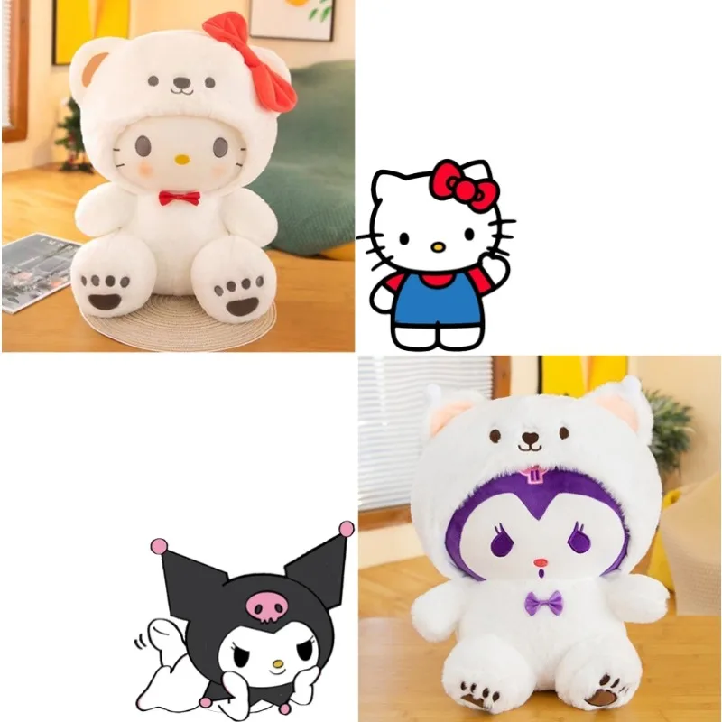 

25CM Kawaii Sanrio Plush Hello Kitty Cinnamonroll Kuromi Stuffed Plush Doll Cartoon Cute Toys Children Birthday Gifts