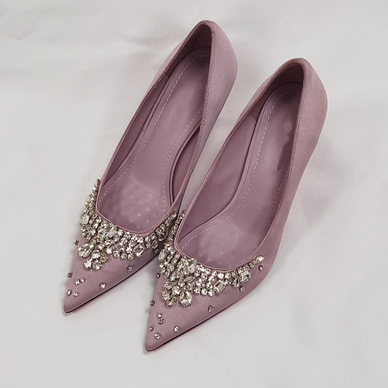 

New Women's High Heels, Rhinestone Wedding Shoes, Banquet High Heels, Stiletto Heels, Chain Rhinestone Flats