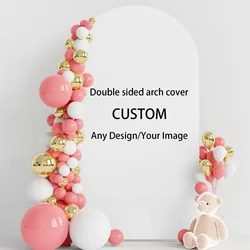 Mehofond Background Custom Arch 2-Sided Fitted Round Top Covers Birthday Wedding Baby Shower Ceremony Party Backdrop Decor Photo