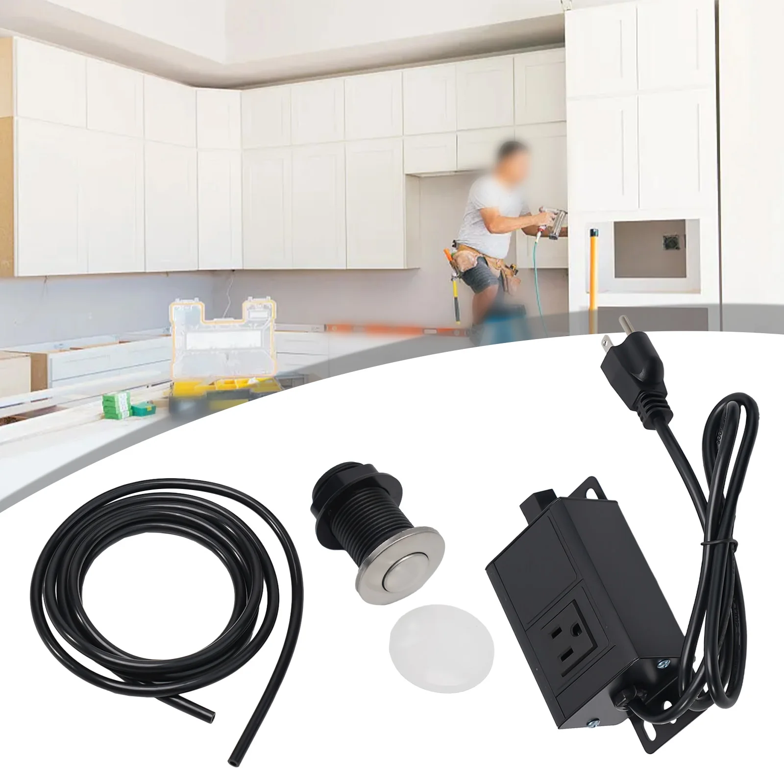 On/Off Air Button Power Box Push Button Silver Single Control Single Outlet Waterproof Air Switch Kit  On/Off Air