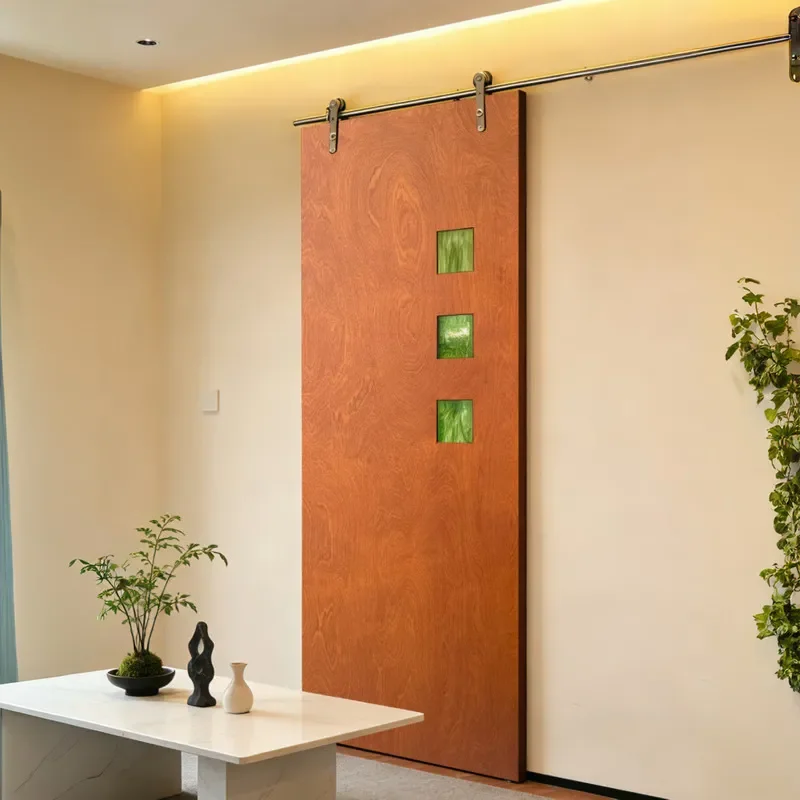 Solid Wood Imported Birch Marine Board Barn Door Hanging Rail Sliding Door for Kitchen Bathroom Partition