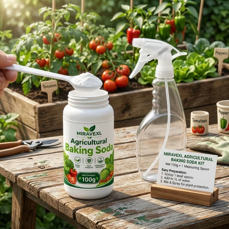 MIRAVEXL Agricultural Baking Soda 100g – Water Dilutable Plant Care Powder for Home Garden Use, Potted Plants, Scoop Included