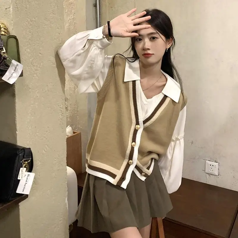 Sweater Vest Women Loose All-match Simple Solid Ladies Korean Style Spring V-neck Preppy Soft Design Trendy Ins Modern Sweet New