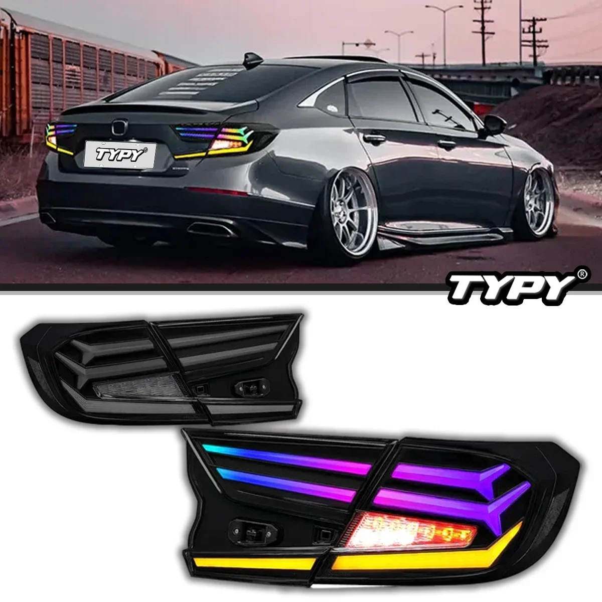 

Автомобильный фонарь TYPY для Honda Accord 10th RGB 2018-2020, задний фонарь, светодиодный проектор, задний фонарь, дневные ходовые огни, автомобильные аксессуары