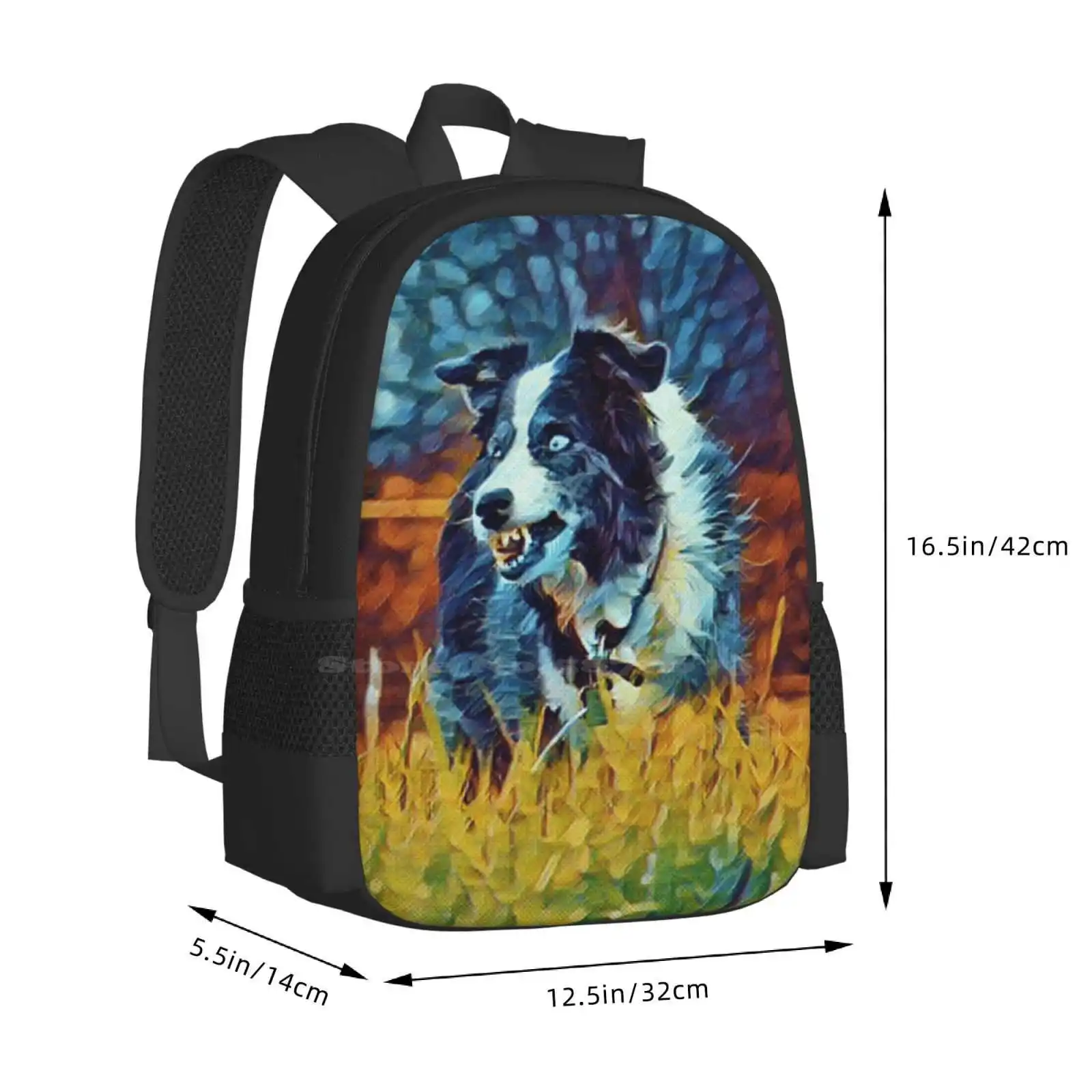 Collie In Slumber Teen College Student Backpack Pattern Design Bags Pet Animal Puppy Canine Cute Sheepdog Shepherd Border