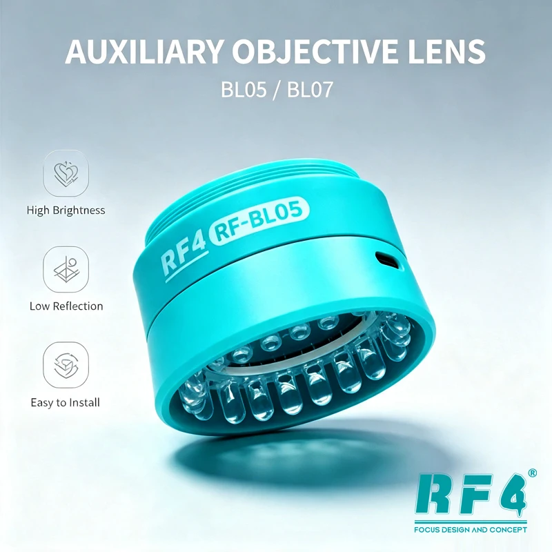 Lampe LED auxiliaire RF4 WD165 0.5X 0.7X pour microscope, objectif 2-en-1 pour caméra stéréo trinoculaire zoom Barlow, lentille en verre BL05