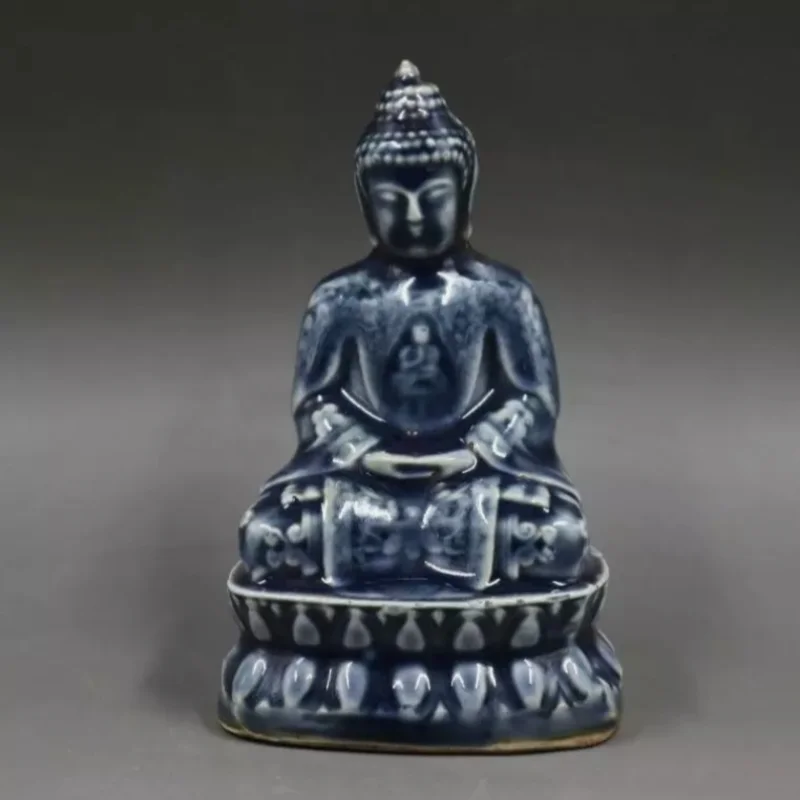 14cm Chinese Ceramic Antique Tathagata Buddha Statue Home Decoration Collection