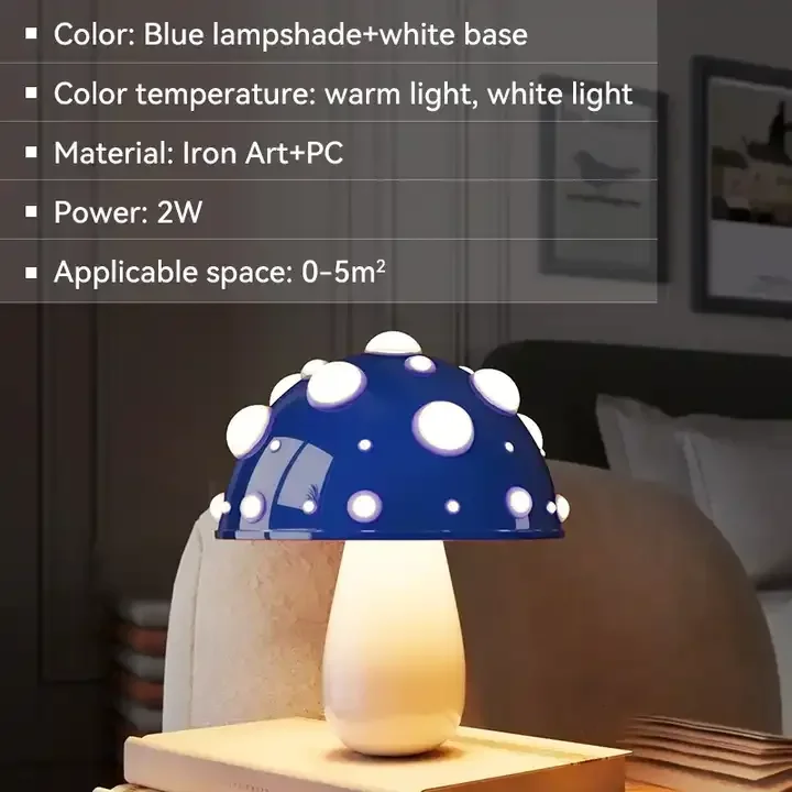 Ins Decorative Small Mushroom Table Lamp Bedroom Bedside Study Dormitory Atmosphere Desk Light USB Rechargeable Night Light Gift
