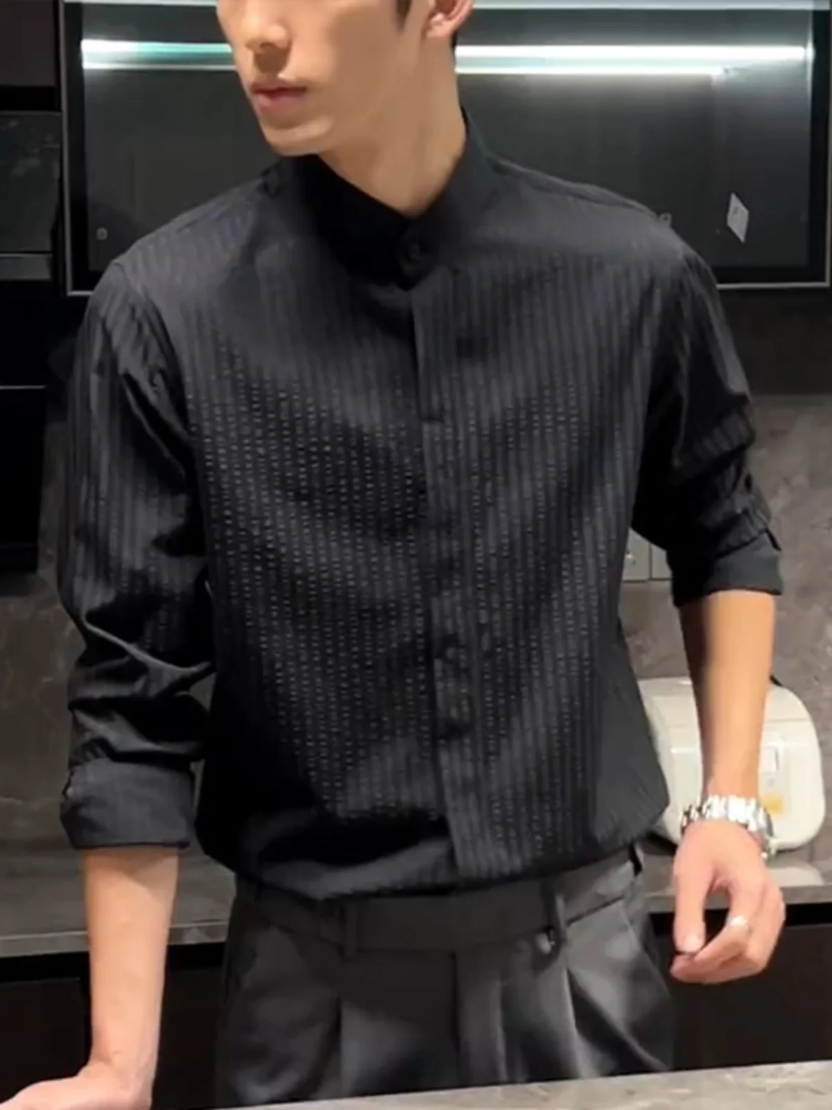 

Повседневное мужское пальто с воротником-стойкой и длинным светом в Корейском стиле, весенне-осеннее модное универсальное верхнее пальто высокого качества