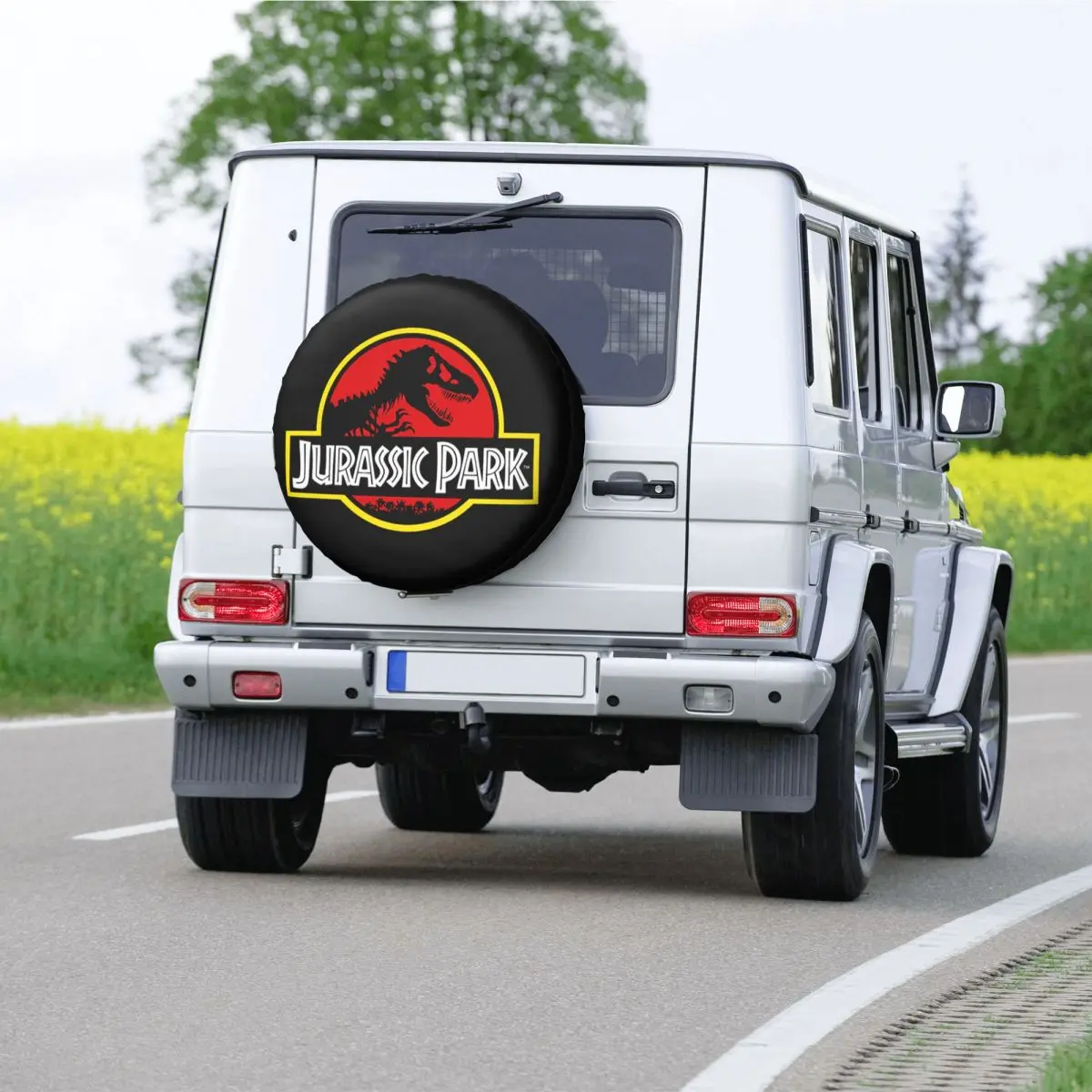 Custom Jurassic Park Spare Tire Cover Case Bag Pouch Weatherproof Dinosaur World Wheel Covers for Mitsubishi Pajero Inch