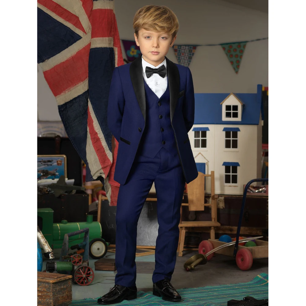 Flower Boys Suits Fashion Formal Wedding Tuxedos 3 Piece Solid Color Elegant Chic Shawl Lapel One Button Slim Kids Clothes