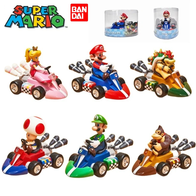 Figuras de Acción de Super Mario Bros Karting: Luigi, Bowser, Princesa Peach, Yoshi, Toad, Juguetes de Auto con Retroceso, Muñecos de Anime, Regalos para Niños