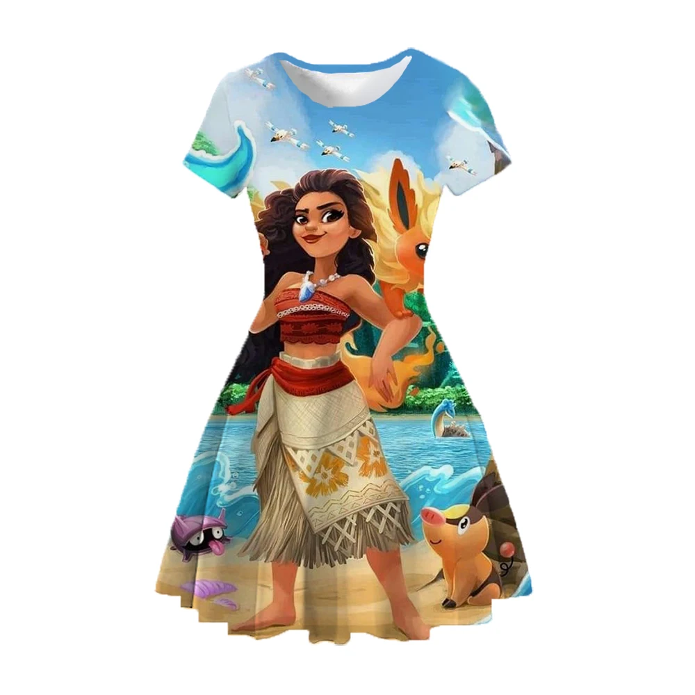 Moana series print princess cartoon character cute casual comfortable all-match waist slimming children's princess skirt