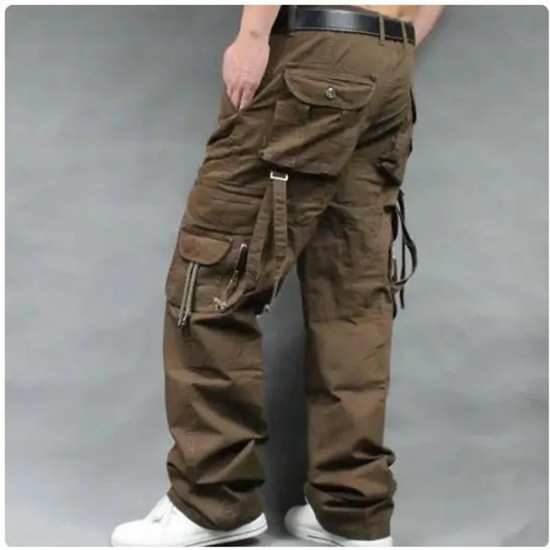 

Seasons Cargo Pants Loose Men's Cotton Pocket Baggy Trousers Men Casual overall Spring Autumn Straight Mens Bottoms Big Size 38