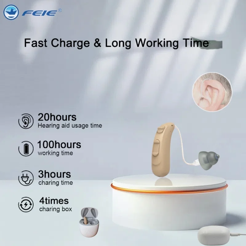 2025 New OTC Rechargeable 16 Channel Digital RIC Hearing Aid Adjustable Tone Sound Amplifier Portable Deaf Elderly Hearing Aids