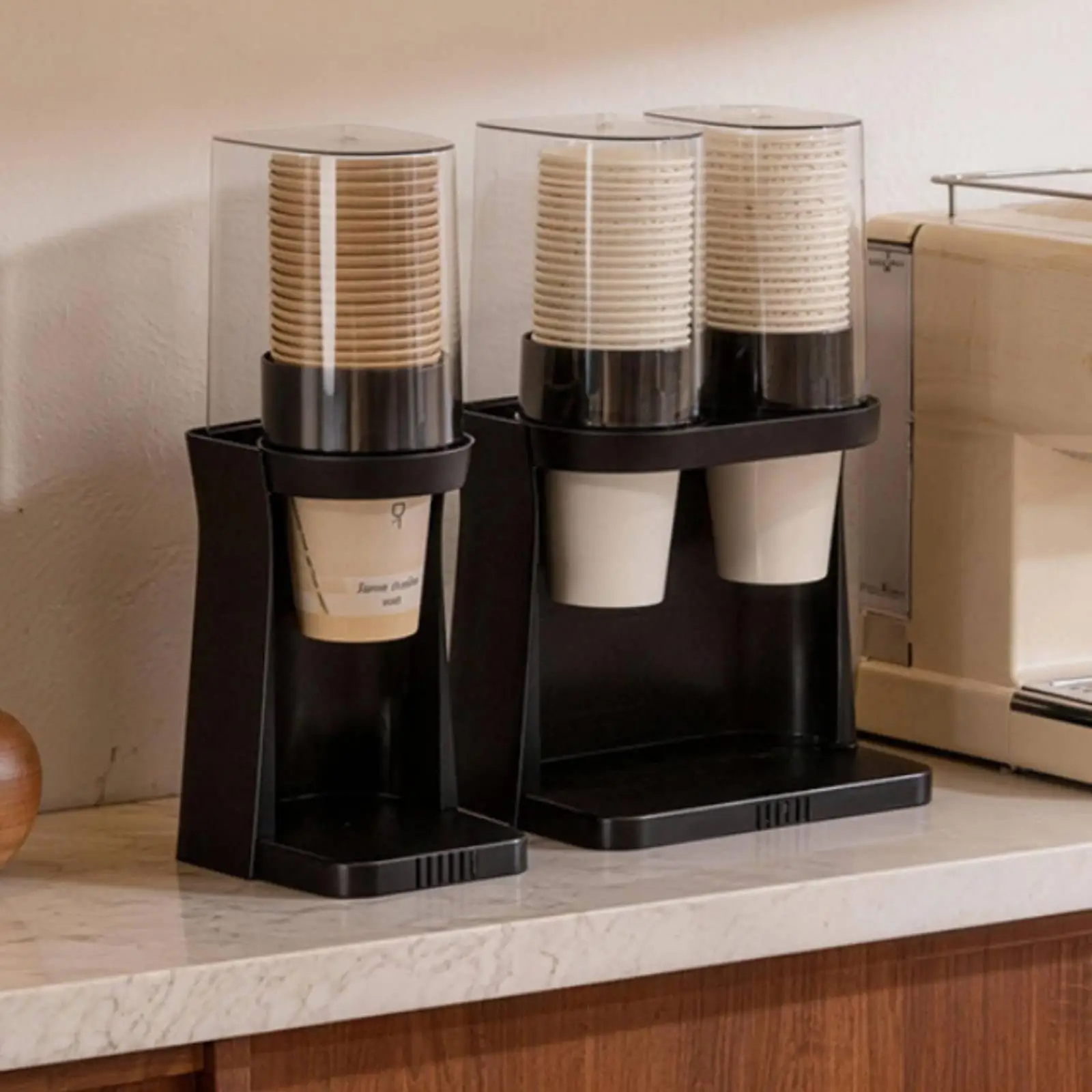 Single Cup Dispenser Wall Mount Retro Clear Tube Design for Paper Cups Kitchen Counter Organization view 3