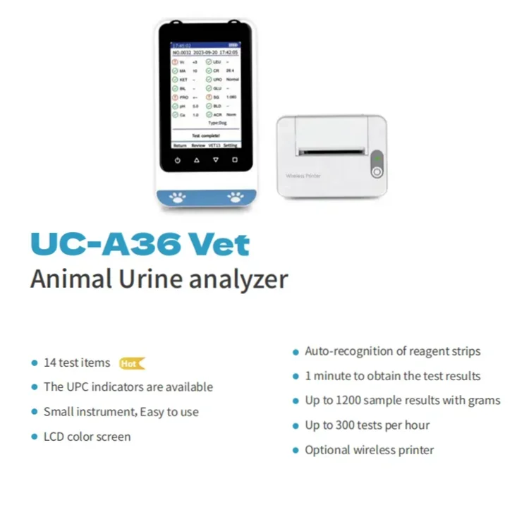 Veterinary Instrument Test Equipment Handheld Vet Urinalysis Analyzer Machine for Animal Pet