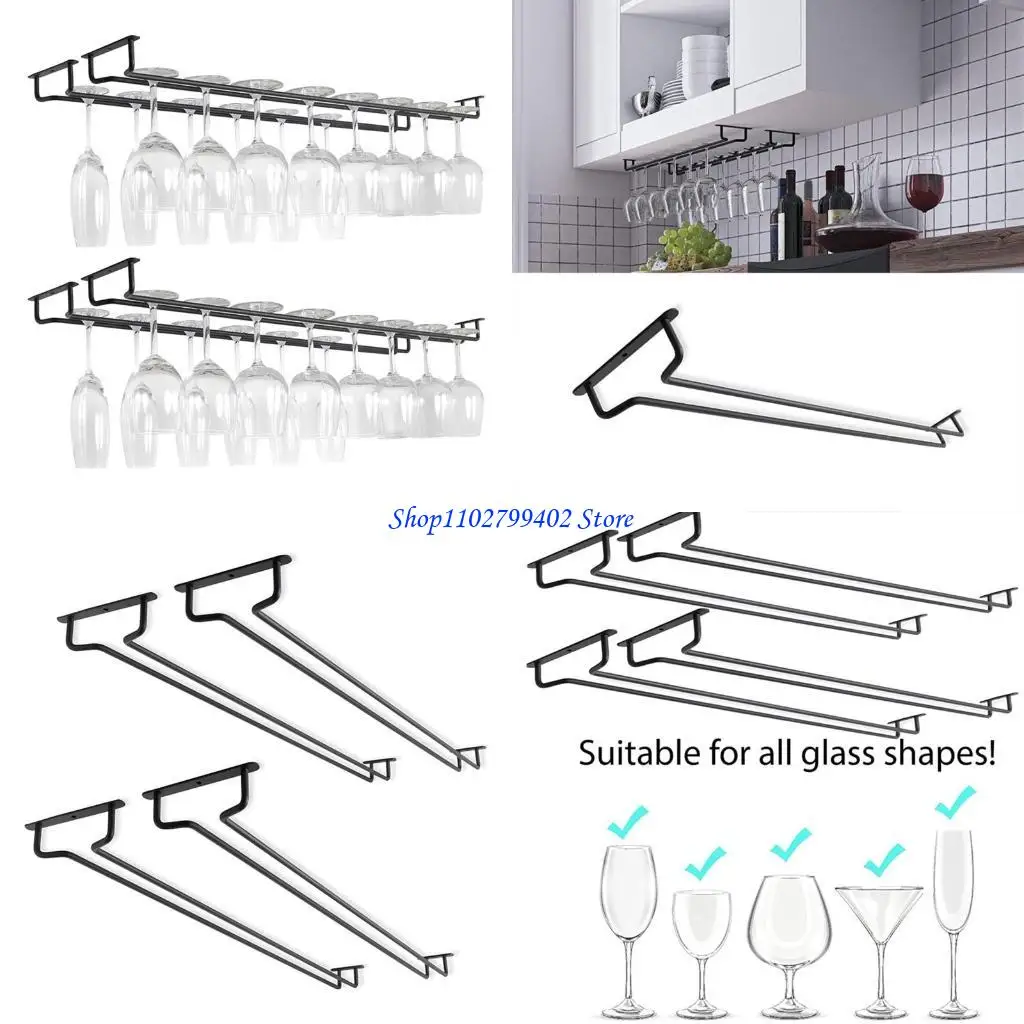 

547F Wine Glass Hanging Rack with Screws Wall Mount Wine Glass Holder Hanger Storage for Bar Kitchen